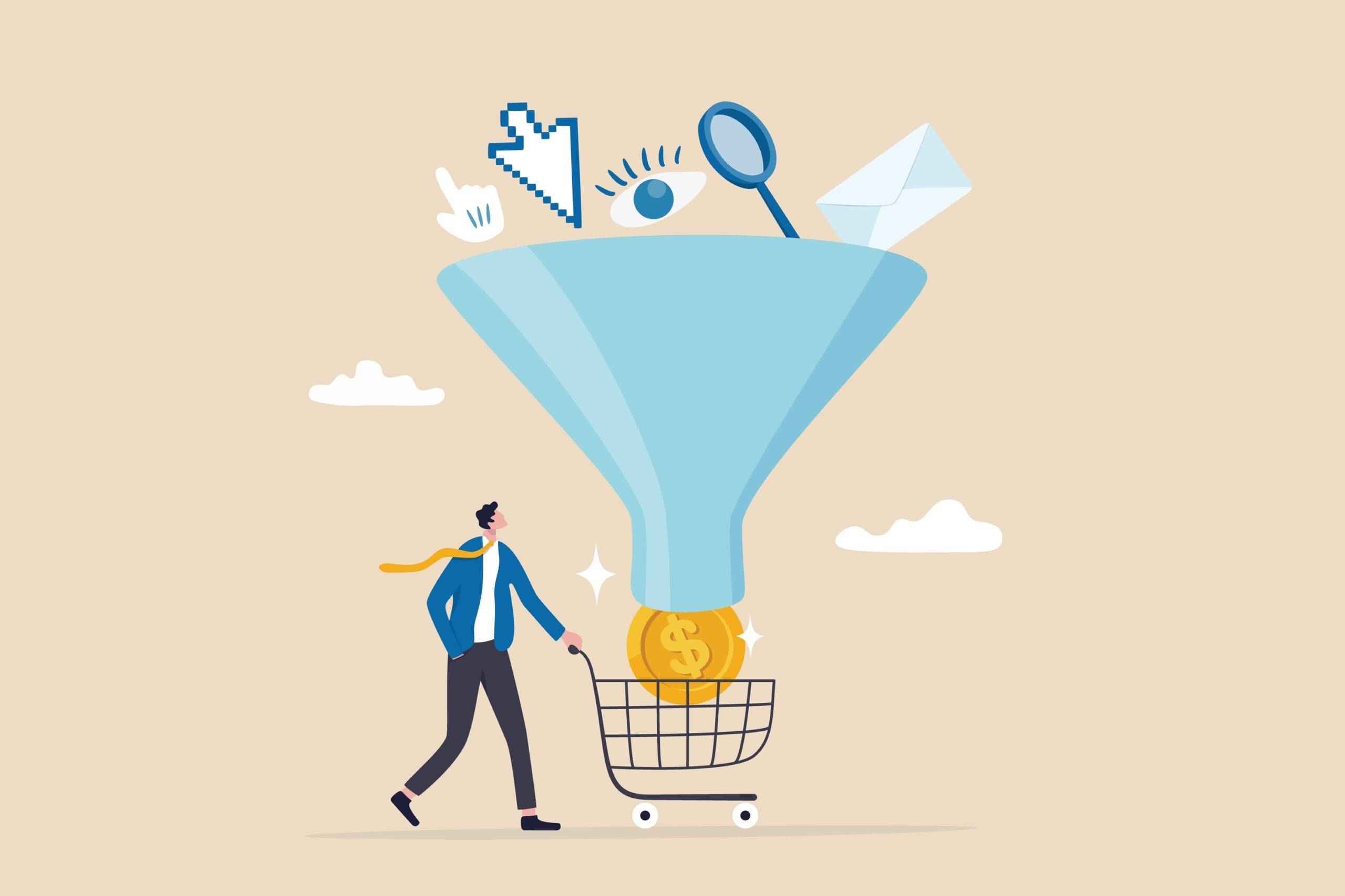 Sales,Funnel,Or,Online,Marketing,Conversion,Rate,,Customer,Flow,From