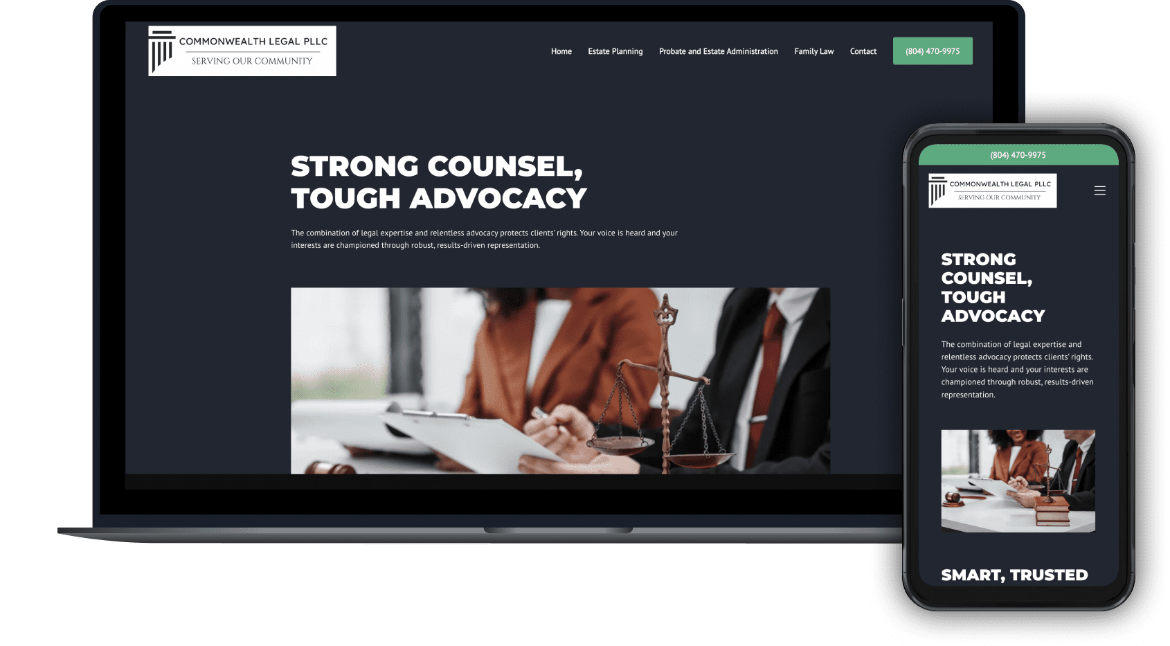 Law firm website for Commonwealth Legal lawyers in Midlothian VA 