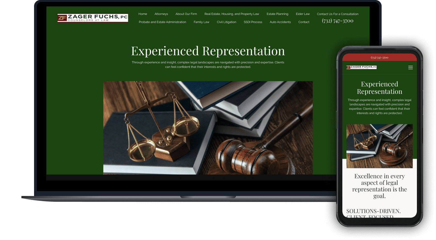 Law firm website for Zager Fuchs PC Counselors at Law in Shrewsbury New Jersey
